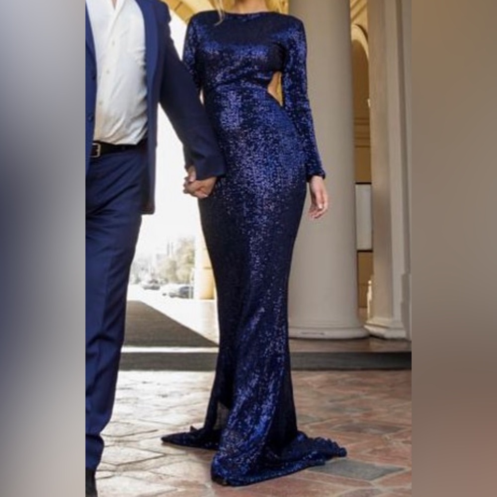 Club L London evening gown in dark blue
